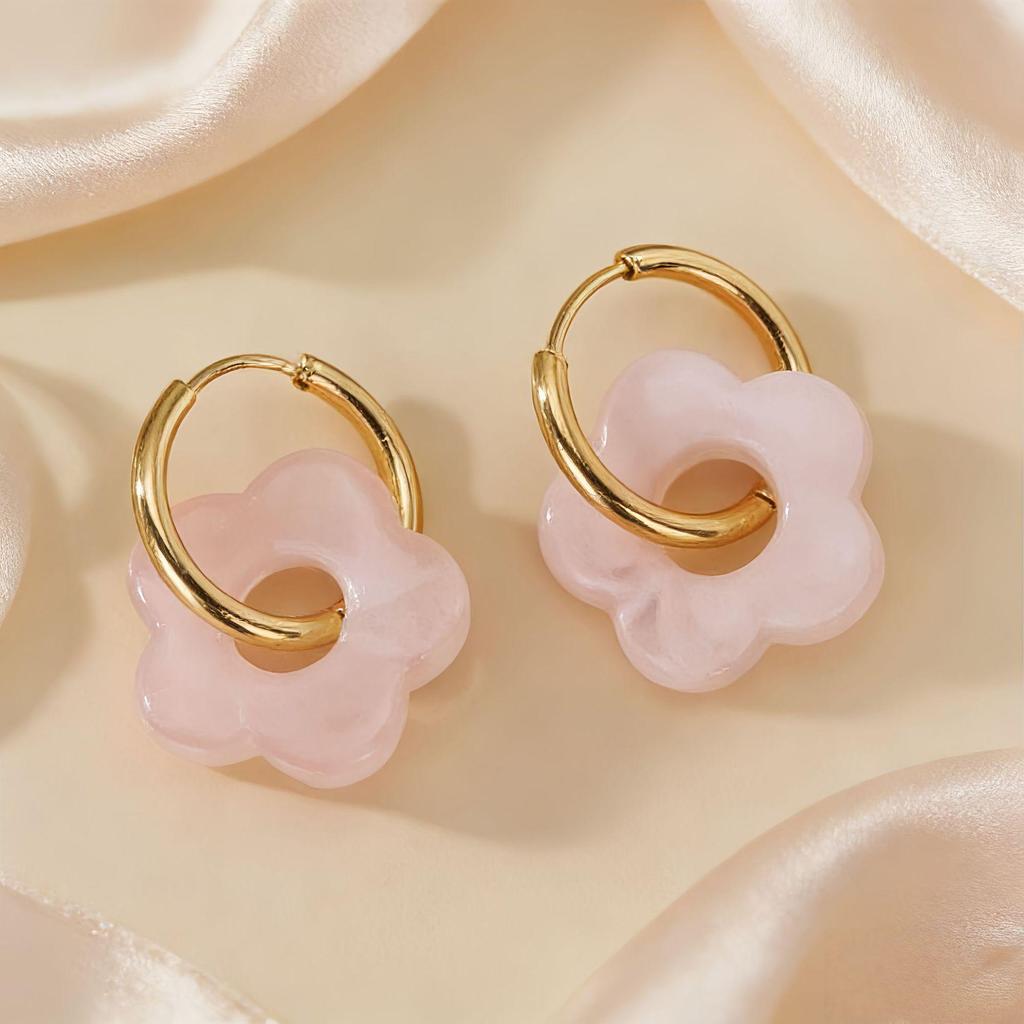 2025 Dopamine-Inspired Enamel Flower Hoop Ear Cuffs - Light Luxury Earrings