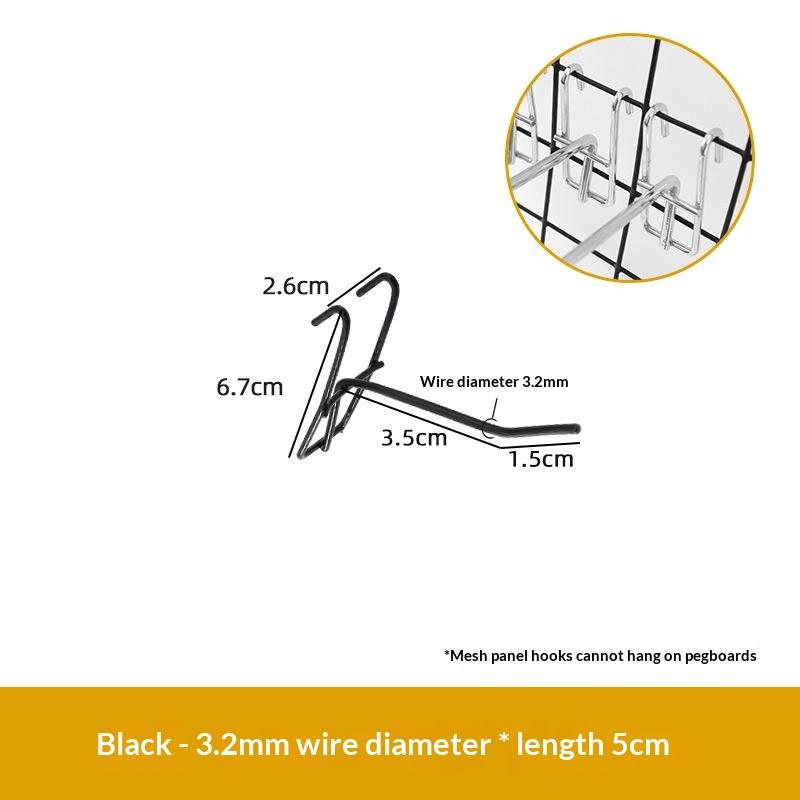 1Pcs 3.2mm Thickness Supermarket Iron Wire Mesh Hanging Hooks 5/10/15/20cm Screen Hooks Iron Grid Hooks For Screen Grid