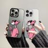 Pink Leopard Milk Tea iPhone Case for 15Pro Max, 16Pro, 13Pro, Trendy Cartoon Design