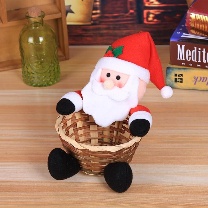 Christmas Home Table Decoration Elk Snowman Santa Claus Candy Basket Food Rack Kids Gift Navidad 2025 New Year Home Party Decors