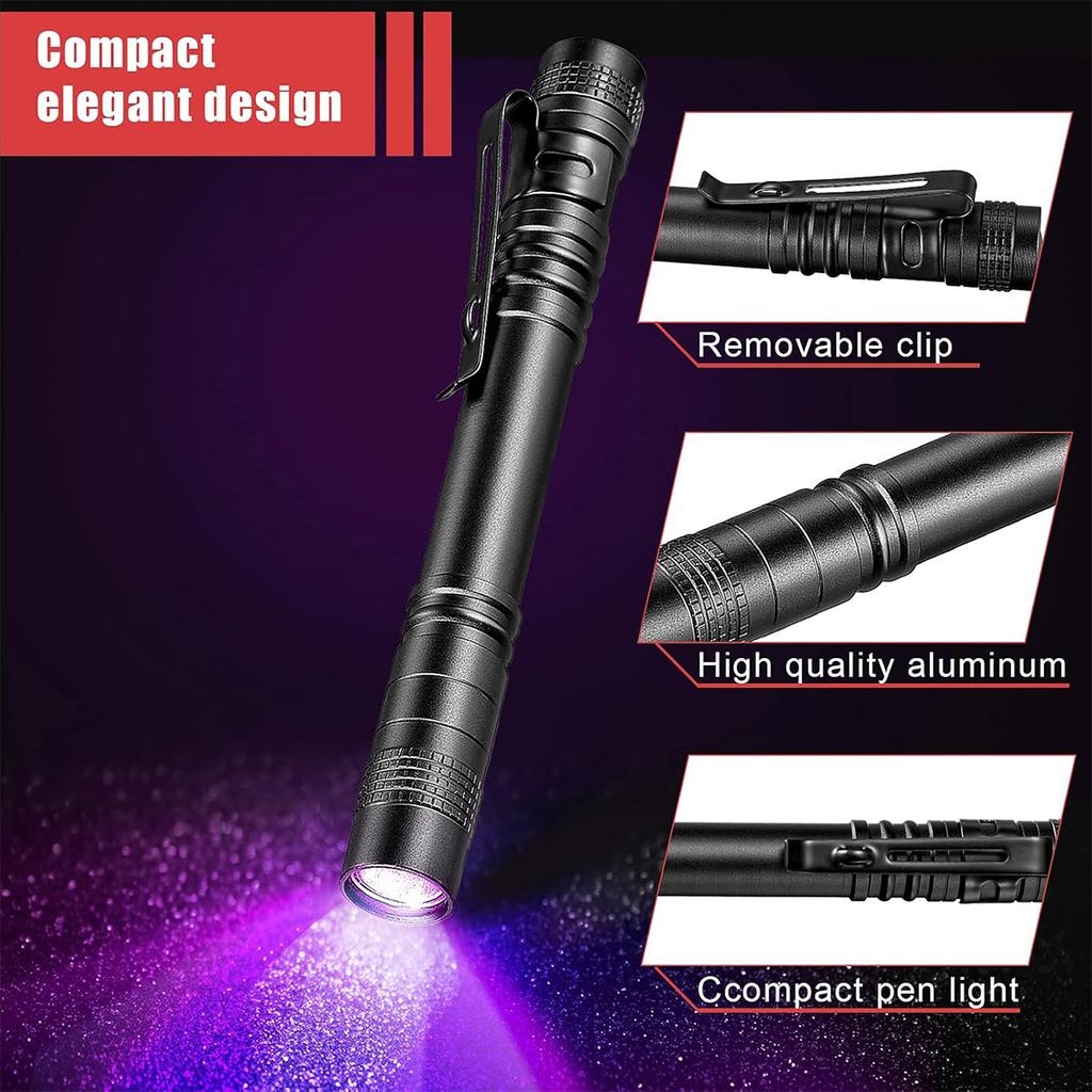 Uv Flashlight 365nm Ultraviolet Torch With Pen Clip Battery-power Manual Portable Light Led-and-uv-flashlight Scorpion Detection