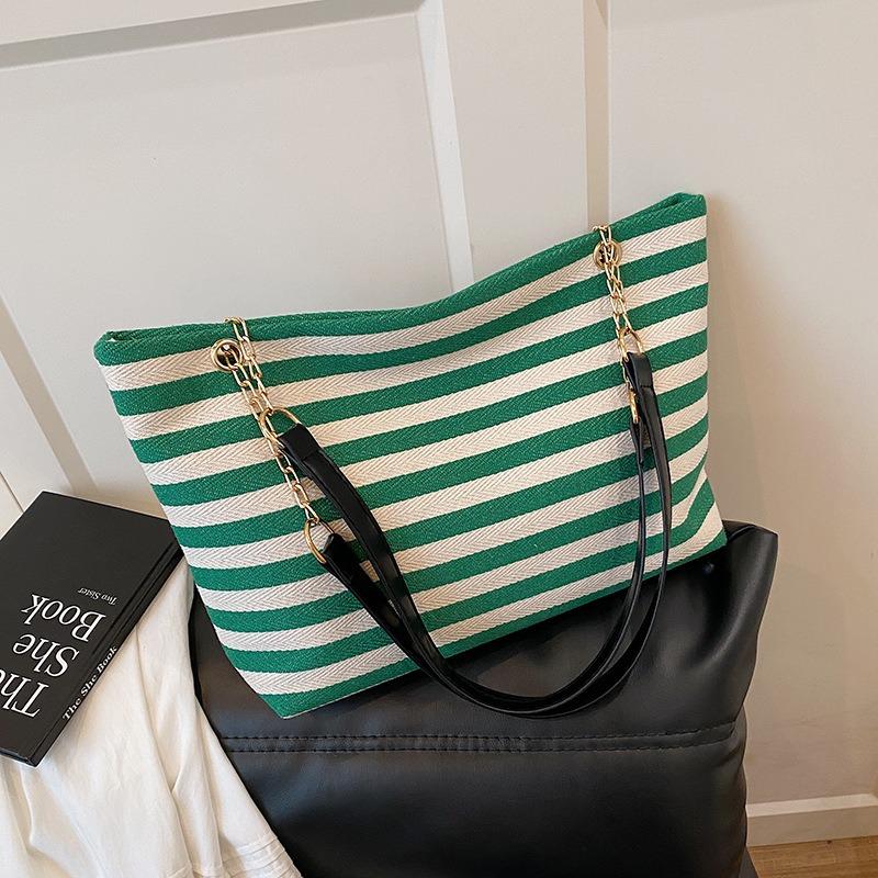 New Striped Shoulder Tote Bag Fashion Versatile Knitted Bag Handbag Lazy Versatile Women's Bag