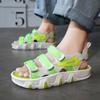 Fashion 2024 Summer Trendy Green Couples Shoes Men's Beach Shoes  Women's Chunky Sandal Lightweight Peep-Toe Shoes Zapatos Para Mujeres