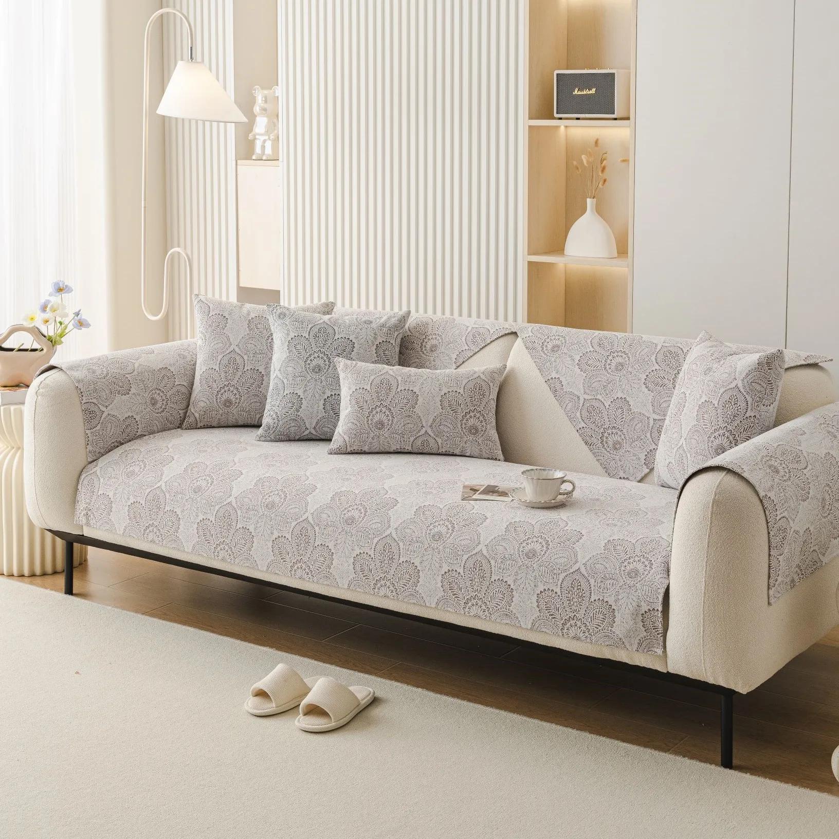 Классический жаккардовый чехол для дивана — фото 7