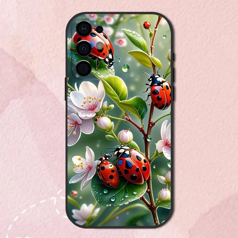 Insect Beautiful Ladybugs Phone Case For Samsung S24,S21,S22,S23,S30,Ultra,S20,Plus,Fe,Lite,Note,10,9,5G Black Soft Cover