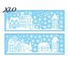 Holiday Home Window Ornament 2Pcs Christmas Town Static Glass Sticker, Reusable Decal with Snowflake Indoor Outdoor Stickers Pattern, Decorative