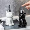 Elegante Keramik-Spenderflasche für Lotion, Handseife und Desinfektionsmittel, nachfüllbarer Behälter mit Katzenmotiv, Haushaltshelfer