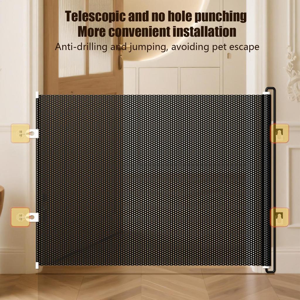 49 Inch Retractable Baby Gate Punch-free Pets Stair Gate Dog Cat Stair Door Fence Childproof Net No-Drill Mesh Safety Barrier