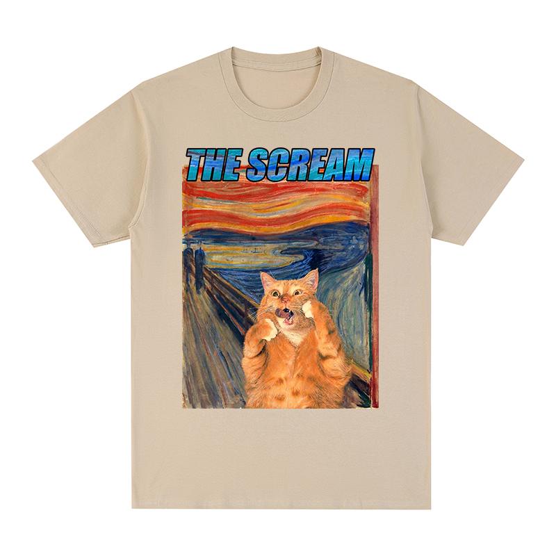 cat Scream Summer Loose Cool fashion print Animal 90s t-shirt Cotton Men T shirt New TEE TSHIRT Womens tops