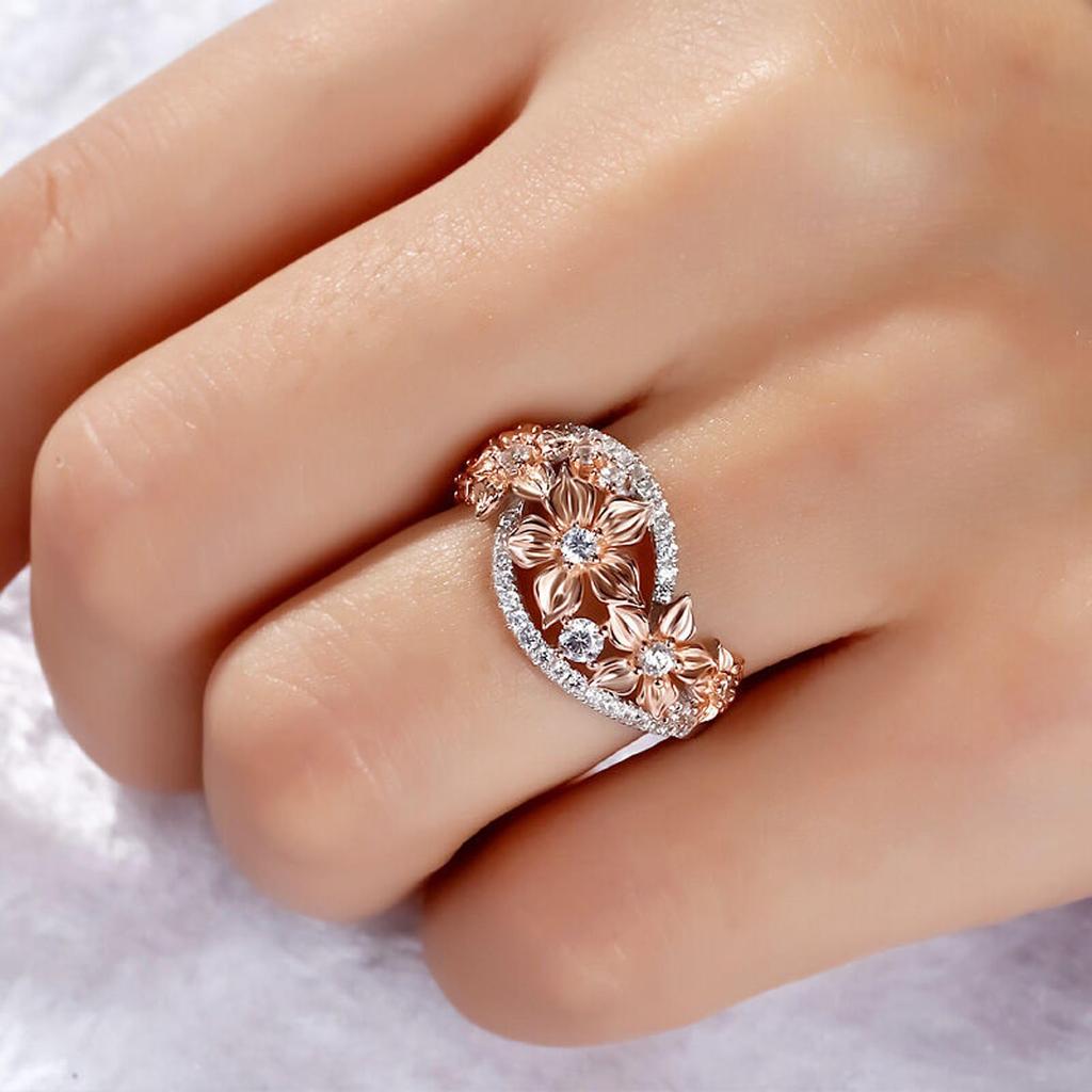 Jeulia Silber Blume Perfekt für und Funkelnd und Niedlich Damenring, Geburtstage, Partys, Mode, Mehr. (Blume, 17)