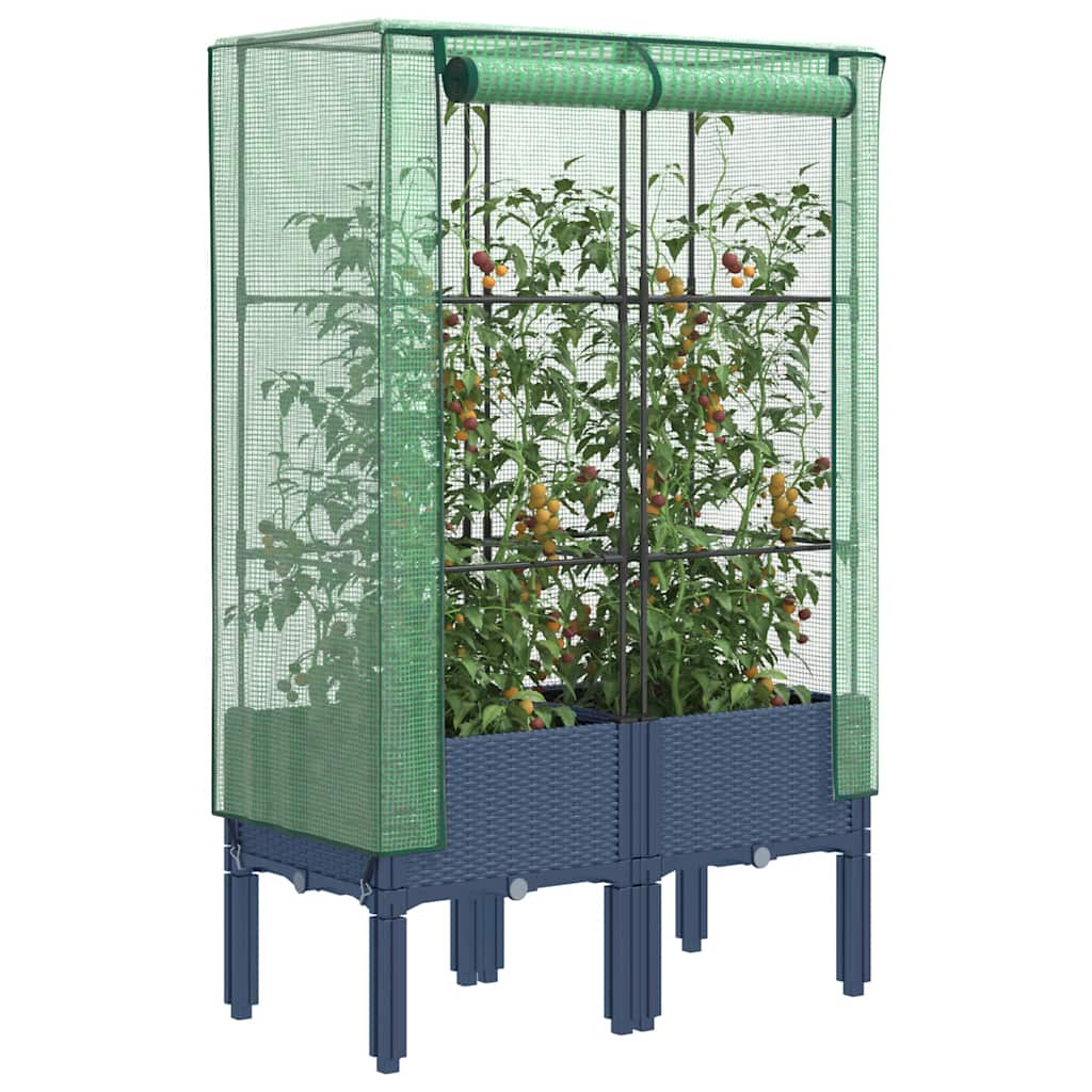 Vidaxl Raised Planter with Greenhouse, Rattan Look, 80X40X140 Cm