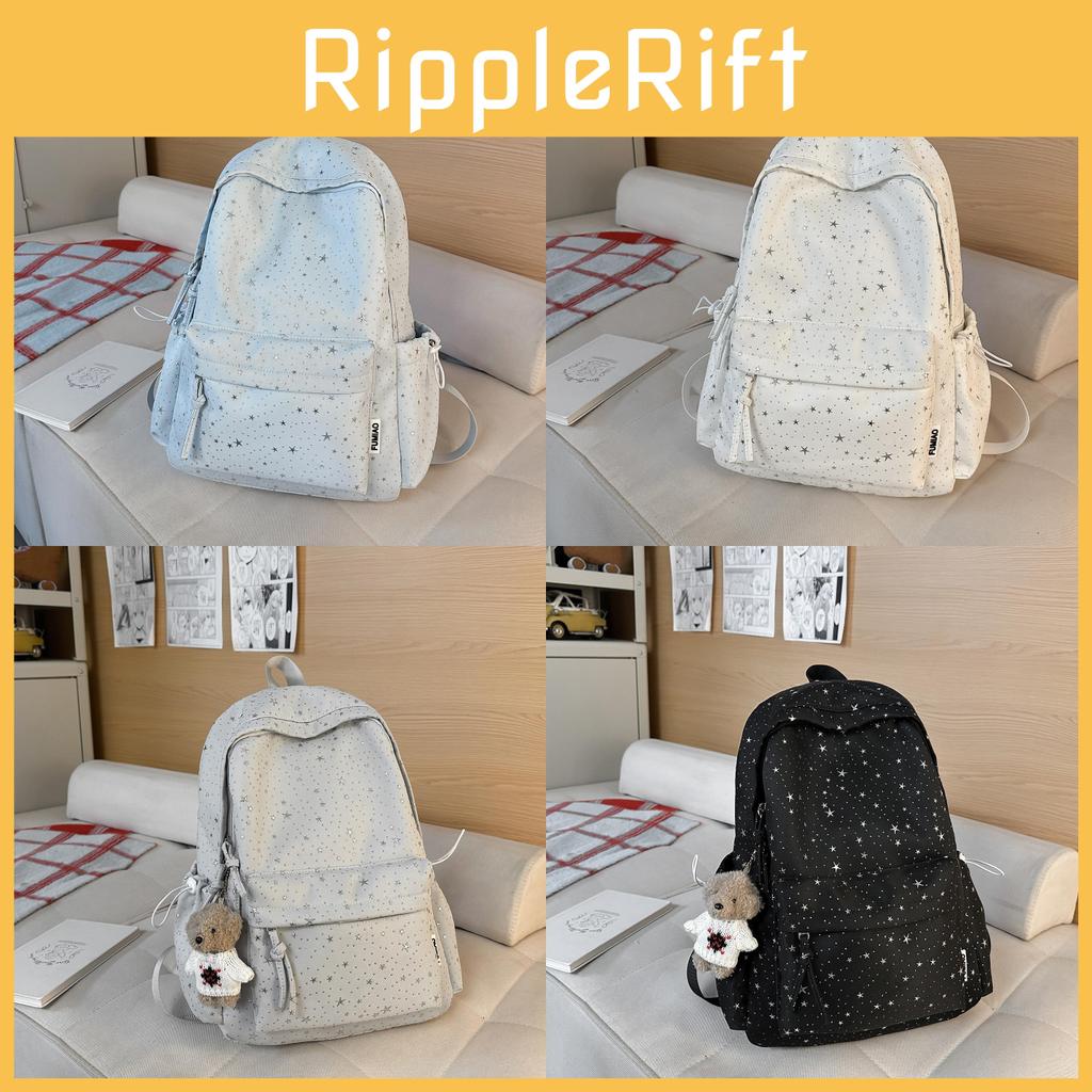 Star Pattern Girls Backpack With Polyester Lining For Travel And Daily School