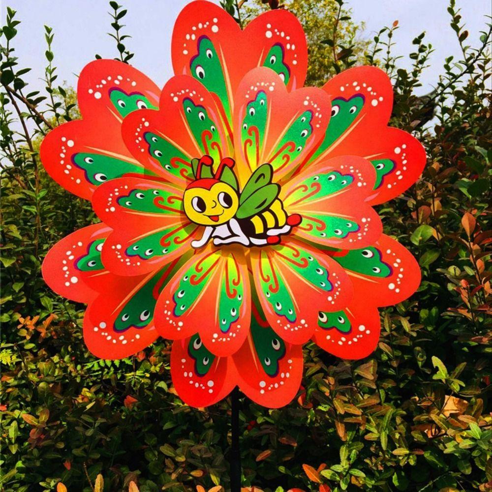 Colorful Rotating Wind Spinner Standing Lawn Flower Pinwheel  Outdoor Party Picnic Decor