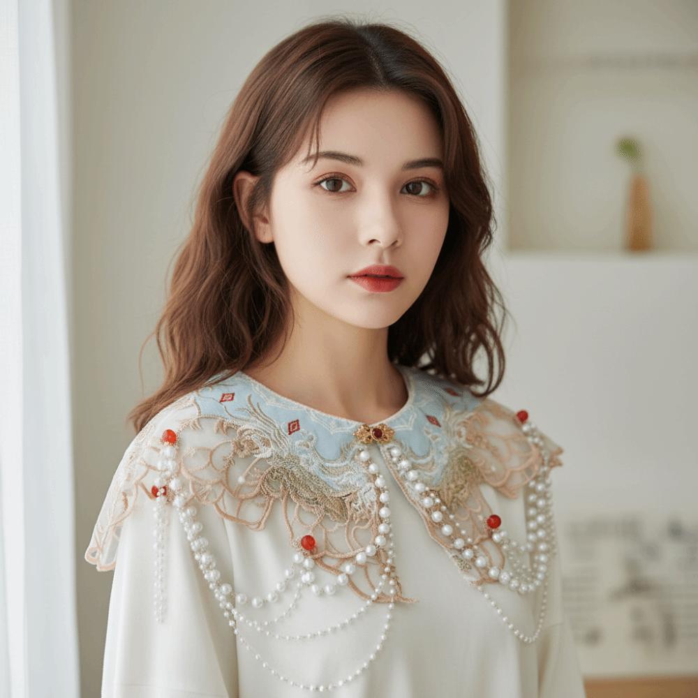 Detachable Hanfu Collar Embroidered Shirt Fake Collar Elegant Shoulder Collar Cloth
