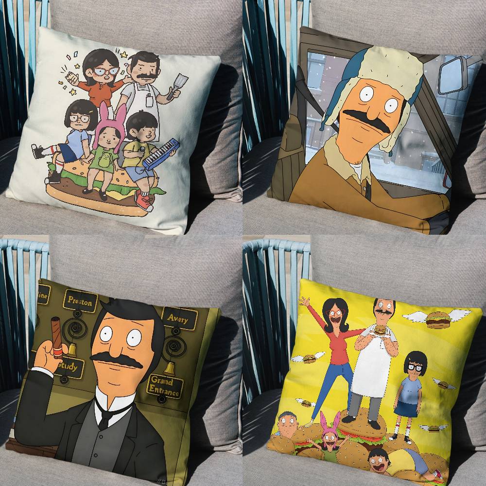 Insomnibob Bobs Burgers Pillow Case Antidustmite Pillowcase Invisible zipper silky short plush Sofa cushion cover