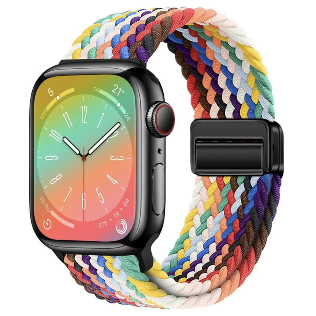Geflochtenes Solo Loop-Armband aus Nylon für Apple Watch Band Ultra2 49 mm 9 8 7 41 mm Metall-Magnetarmband 45 mm 6 5 4 SE 44 mm verstellbarer elastischer iWatch-Gurt