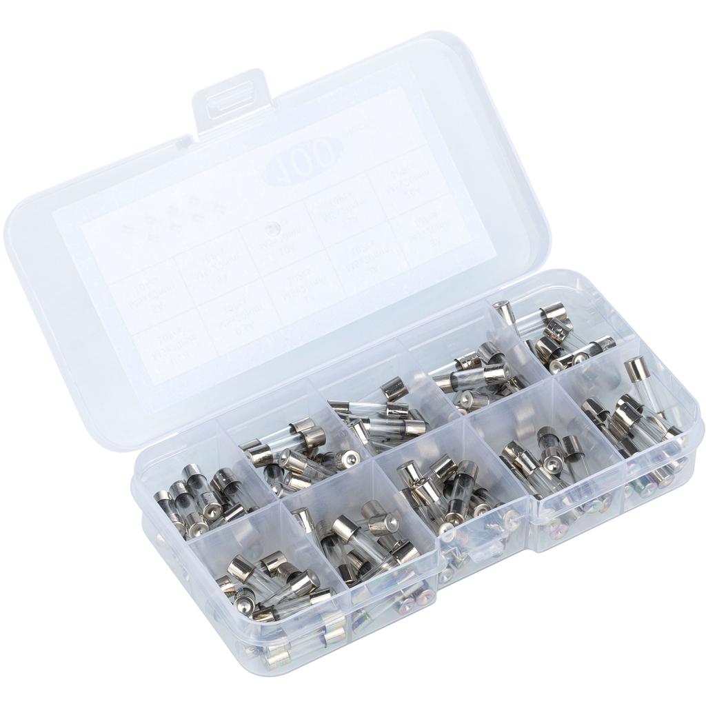 WTA Glass Fuse Set, Fast, 5x20mm, 100 Pieces, 0.2A-20A