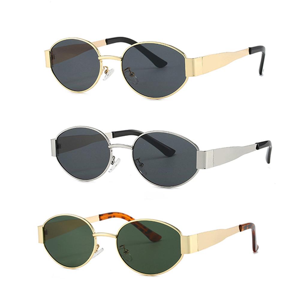 

Retro Oval Sunglasses Holiday Sun Protection Eyewear Lightweight Trendy Metal Ladies Goggle UV Protection Glasses for Shopping