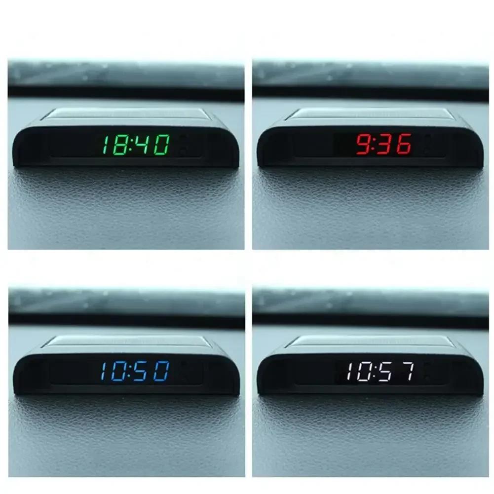 Solar Charging Powered Car Clock Automatic Adjustment Car Clock2 4-Hour 3-level Brightness Auto Internal Stick-On Digital Watch