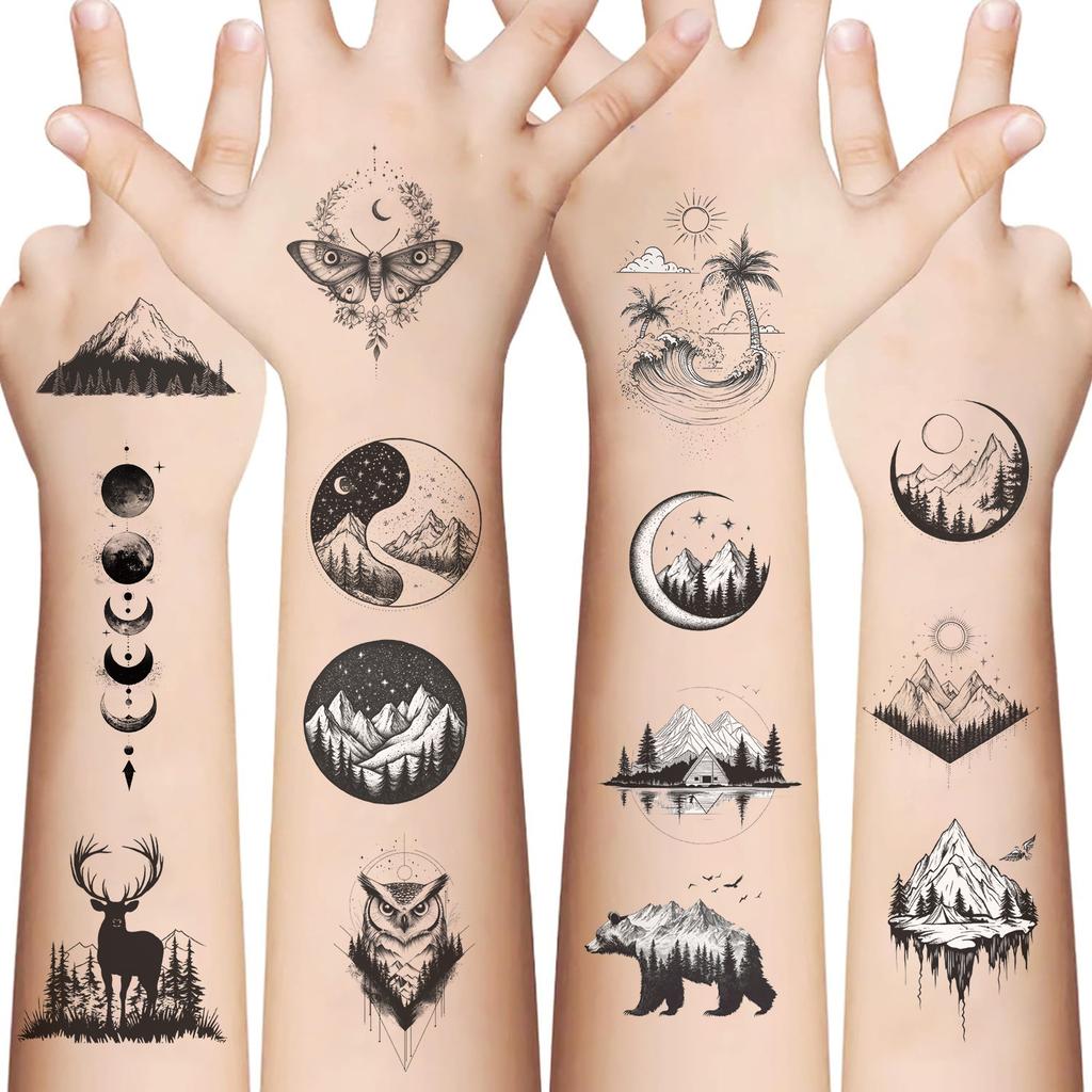 New Black and White Outdoor Camping Tattoo Stickers Waterproof Party Party Gift Funny Face Stickers