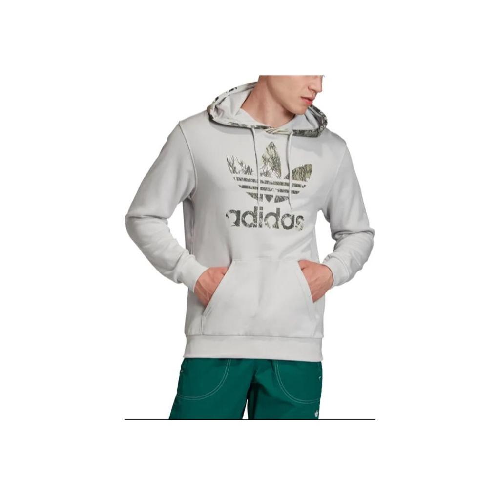 Adidas Originals Trefoil Camouflage Logo Print Pullover Hoodie Men Hoodie Light-Grey GD5955