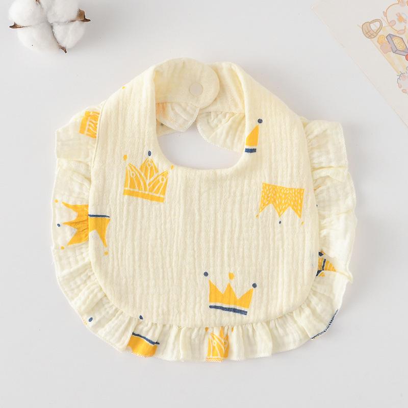 Ruffle Baby Drool Bibs: Pure Cotton Printed Lace Bibs