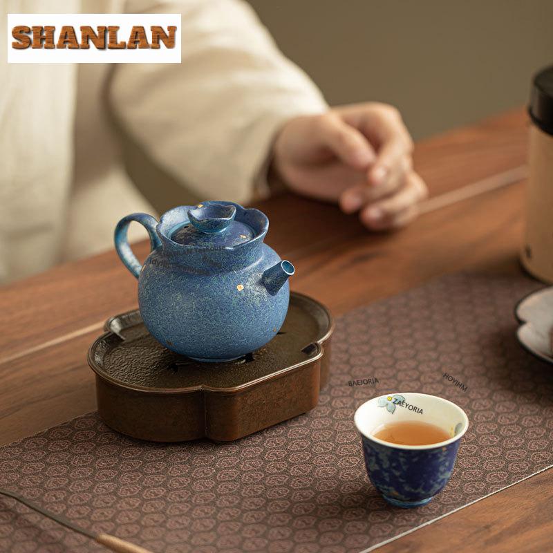 175ml Kiln Fambe Sprinkle Blue Teapot Retro Tea Infuser Pot Tea Soaking Kettle With Strainer Chinese Tea Cha Supplies Ornaments