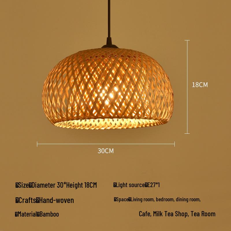 Zen Bamboo Pendant Lamp: Rattan Woven Japanese Tea Room Light