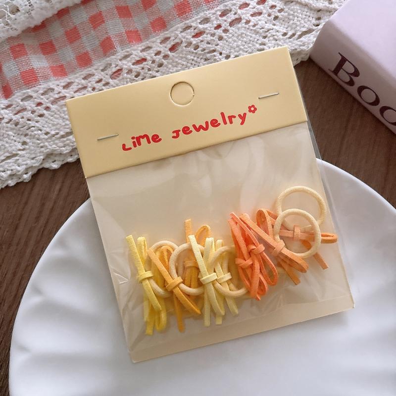 10Pcs/Set Velvet Bow Elastic Hairbands Girls Sweet Fashion Colorful Hair Side BB Clips Rubber Bands Headwear Styling Accessories