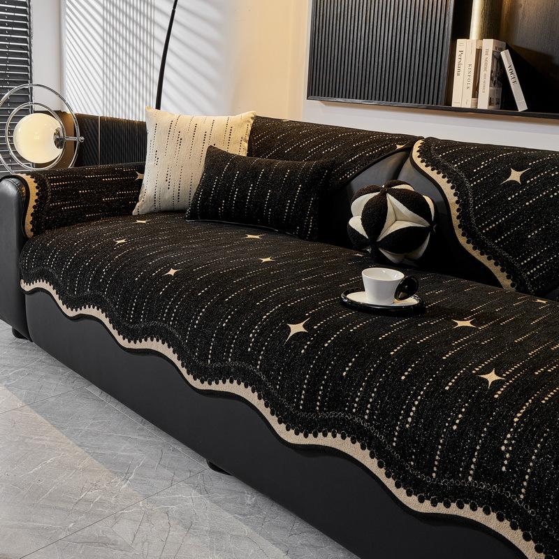 Special-Shaped Leather Sofa Pad  New Light Luxury High-End Straight Row Seat Cushion Fixed Non-Slip Sofa Cover Cover Cloth Towel