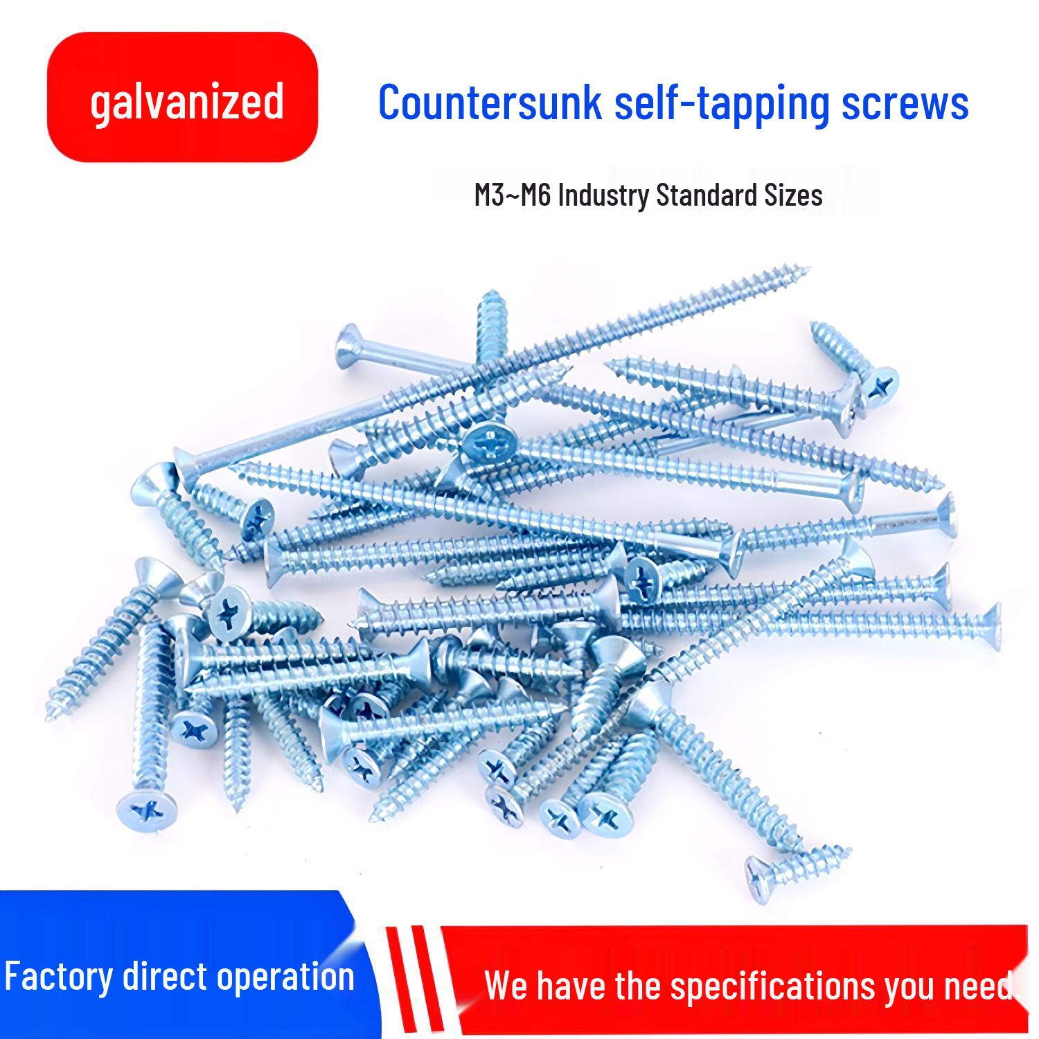 Galvanized M3-6 Phillips Flat Head Countersunk Self-Tapping Wood Screws M4*35 Box (500 pcs)