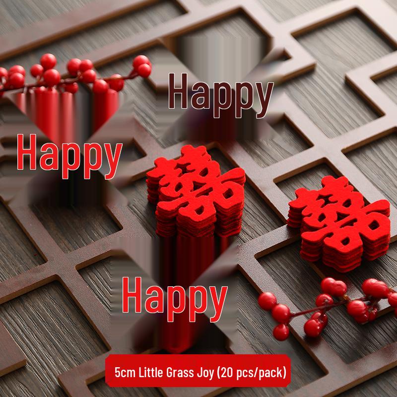 Small Double Happiness Hand-Tossed Fruit Plate for Wedding Decoration - Mini Chinese Style Round Bedding Arrangement