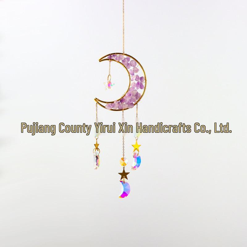 Sun Catcher Crystal Wind Chime: Raw Stone Pendant Ornament for Garden Decor