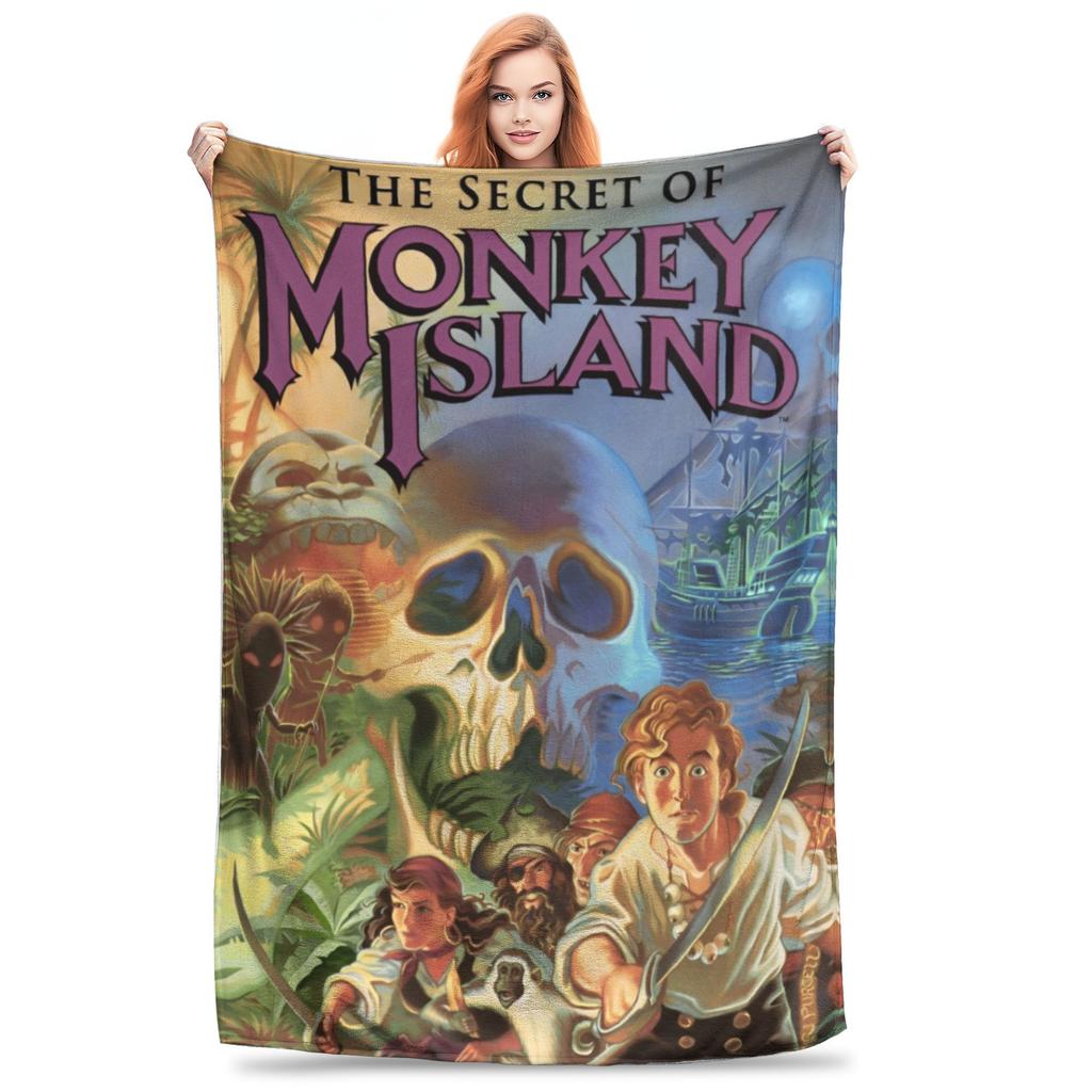 The Secret of Monkey Island Knitted Blankets Funny Game Fuzzy Throw Blanket Bedspreads Decoration Warm Multifunction Rug Piece
