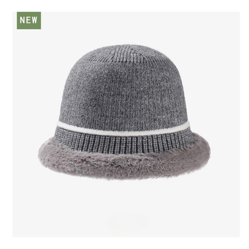 

Сокращающая возраст вязаная шапка рыбака с плюшевой кромкой для женщин осень-зима модная универсальная шляпа-цилиндр высококачественная шапка-купол One size