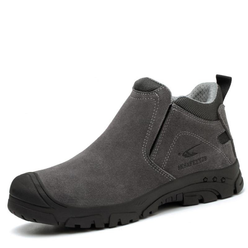 men's luxury fashion steel toe caps boots cow suede leather work shoes outdoors worker safety chelsea boot security ankle botas