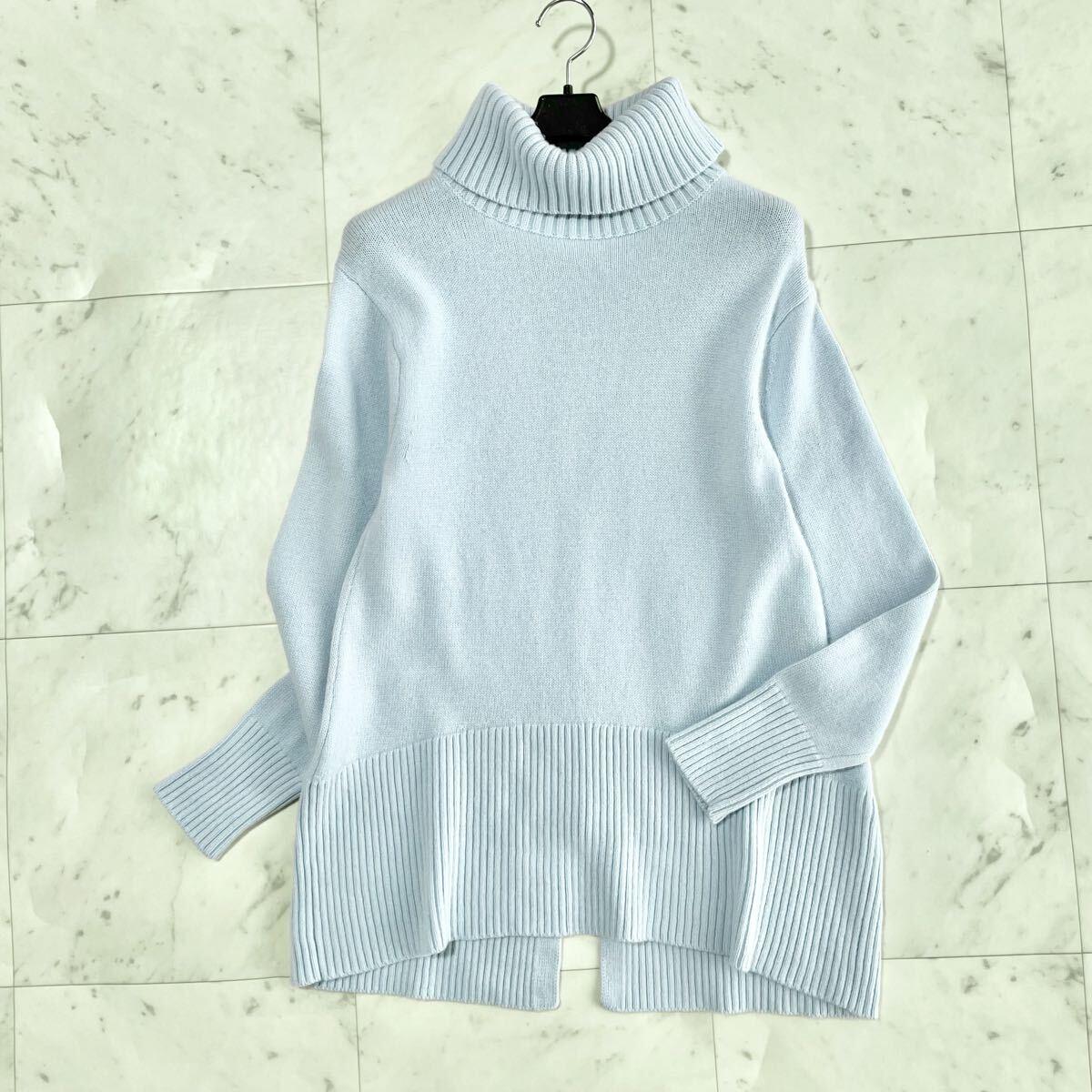 PLST Precious Wool Turtleneck Sweater Knit 100% Wool Blue S