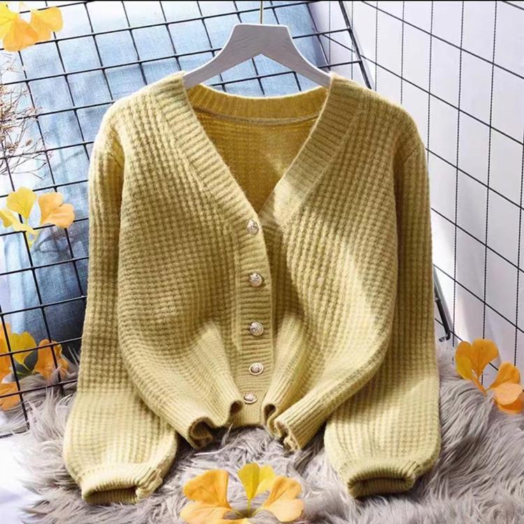 Women's Fresh Knit Cardigan, Short Style Outerwear, 2023 Spring Loose Sweater Jacket, Single-Breasted Top