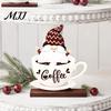 Farmhouse Coffee Station Decorations Bar Table Ornament, Wooden Theme Stand with Stable Corner Decorative Base, Retro Tray for Kitchen Countertop
