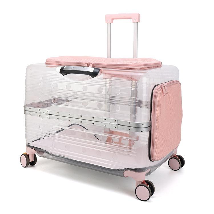 

Small Dog Pet Trolley Case Silent Portable Large Capacity Cat Carriers Bags Breathable and Sturdy Cat Accessories Supplies 55x38x43cm