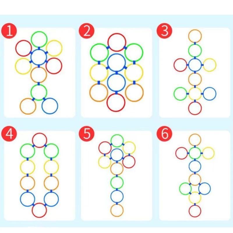 Outdoor Kids Funny Physical Training Sport Toys Lattice Jump Ring Set Game with 10 Hoops 10 Connectors for Park Play Boys Girls