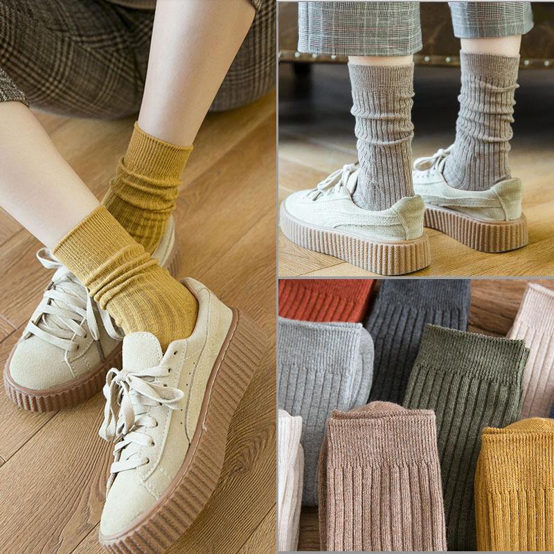 Women's Deodorant Mid-Tube Socks - Autumn/Winter European & American Style, Japanese Retro Color.