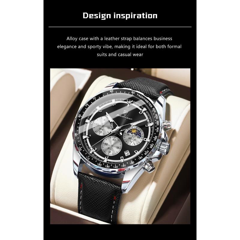 POEDAGAR Fashion Men's Watches High Quality Luminous Waterproof Male Wristwatch Leather Chronograph Date Sports Quartz Clock