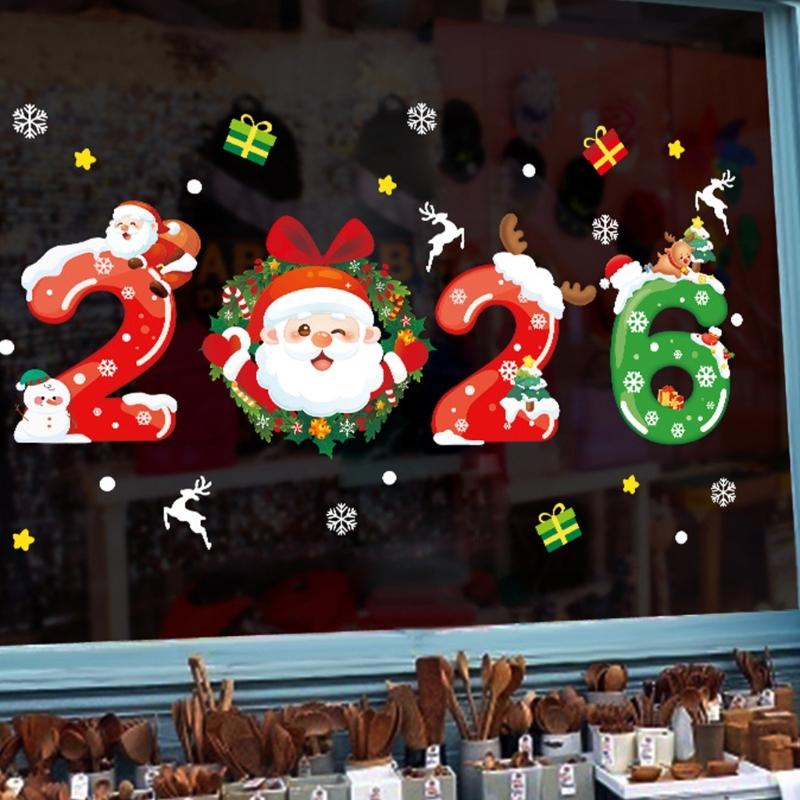 2026 Christmas DIY Window Decal With Santa Motifs PVC Materials Kid Friendly