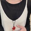New Goth Irregular Heart Pendant Choker Necklace for Women Elegant Adjustable Black Leather Rope Necklace Jewelry Gifts