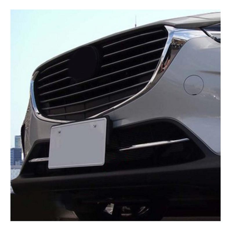 For Mazda CX-3 CX3 2017 2018     Car Styling Cover Trim Head Front Bottom Racing Grid Grill Strip Trim 2PCs