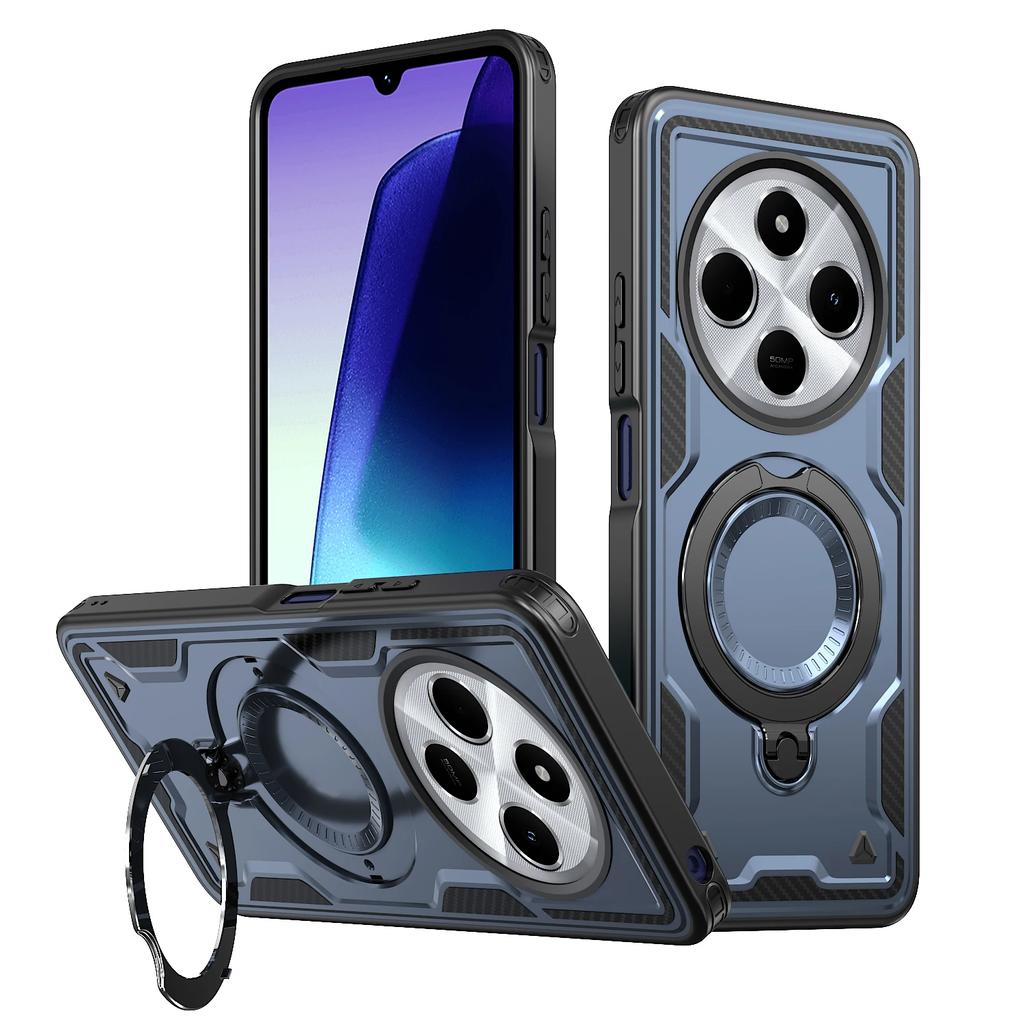 For Xiaomi Redmi 14C Case Military Armor Shockproof 360° Rotating Magnetic Metal Ring Stand TPU Frame Plastic Phone Cover Fundas