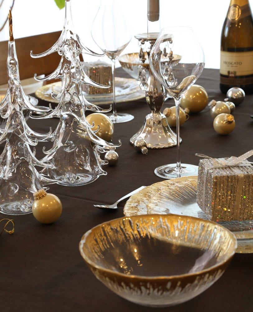 Vetro Felice Bowls, Medium Bowls, Western Tableware, Gold, 17cm, Set of 4, Happy Glass Flash 649117
