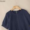 ZANZEA Vestido de Verano Casual para Mujer con Cuello Redondo y Manga Corta