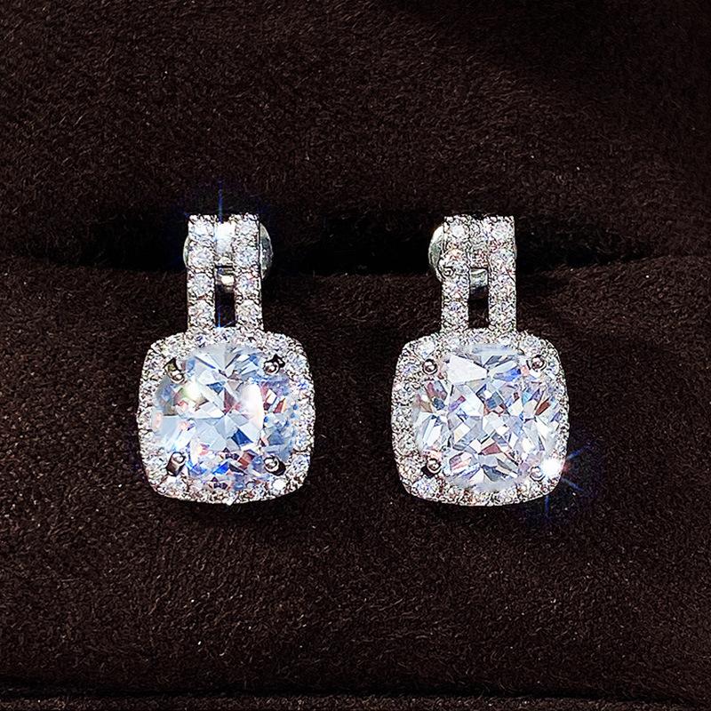 Earrings, Simple Round Diamond Zircon Stud Earrings Internet Celebrity Style